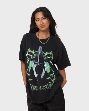 LowImpact Manufacturing High Quality Printing American Thrift X The Lord Of The Rings Witch Kings Of Angmar Vintage T-Shirt Washed Black