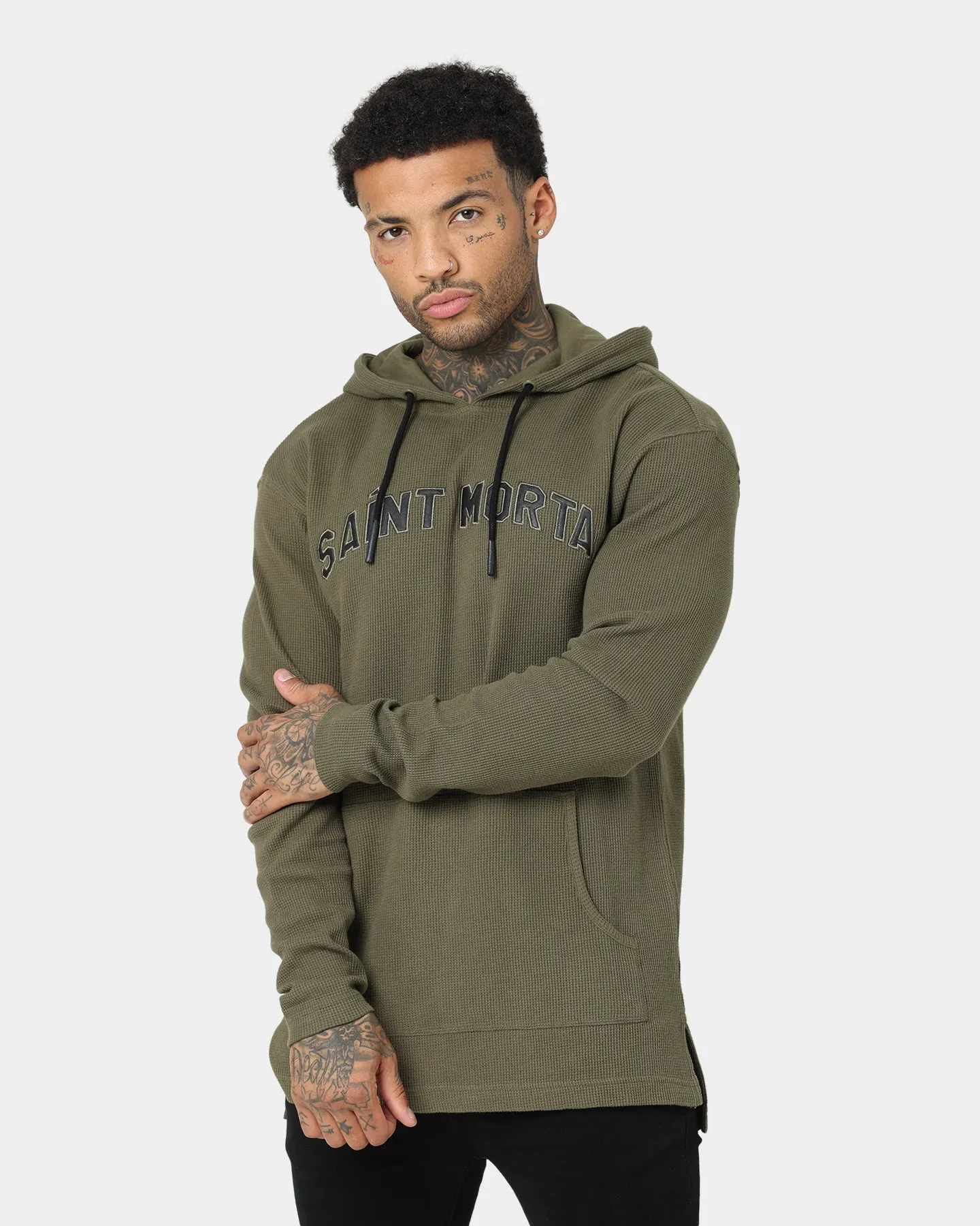 Saint Morta Kingdom Waffle Hoodie Army Green Lust Simple Fit