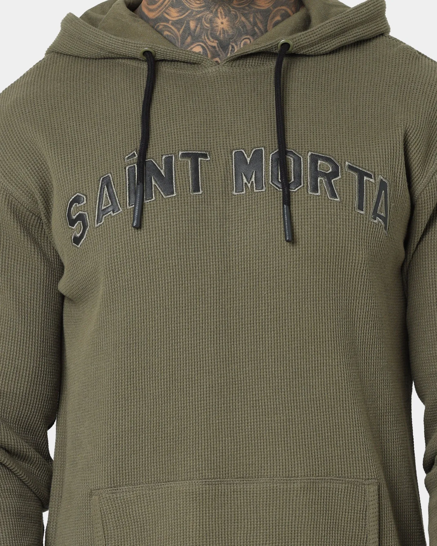 Plus Size Saint Morta Kingdom Waffle Hoodie Army Green