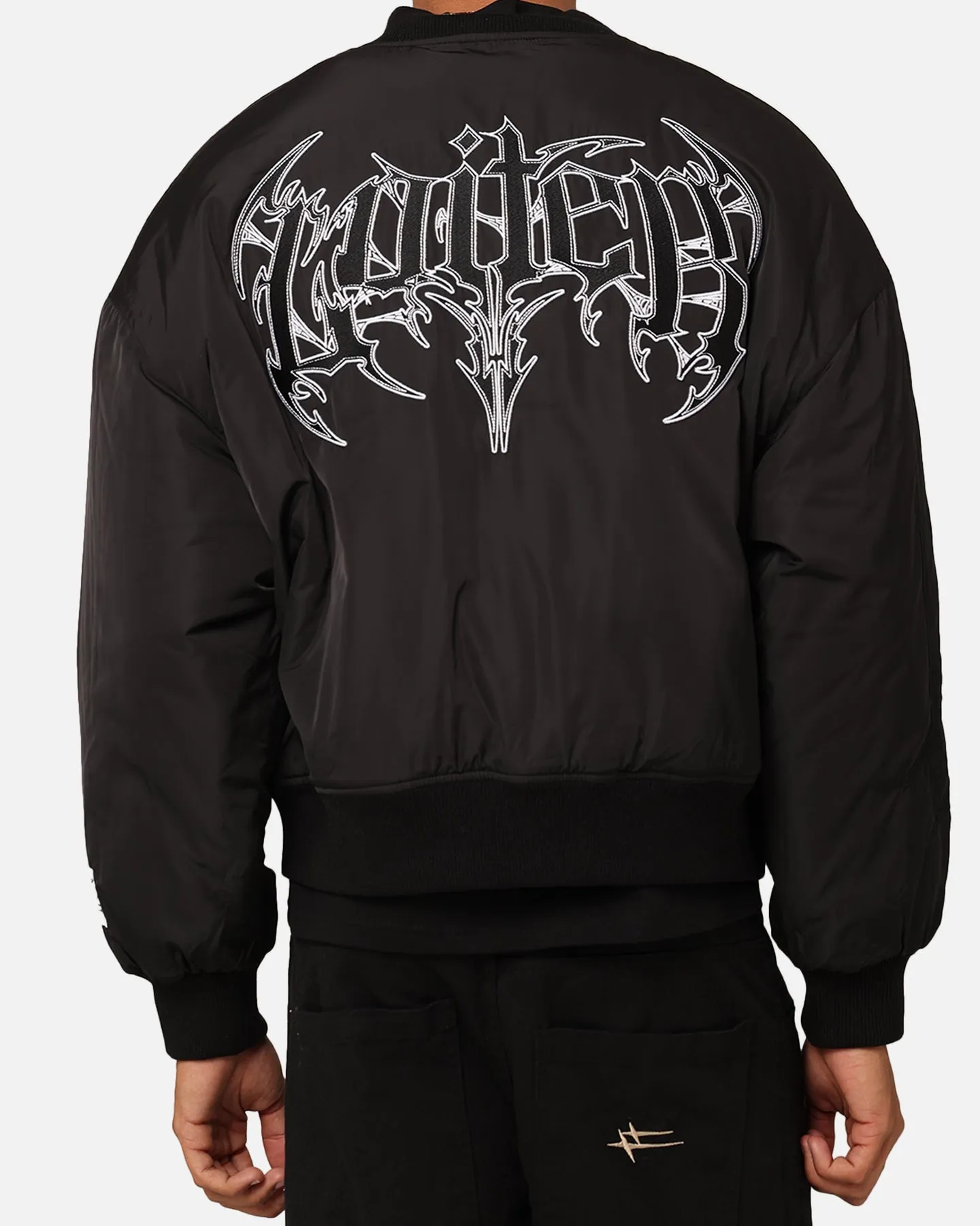 Loiter Shadow Cropped Bomber Jacket Black sunrise