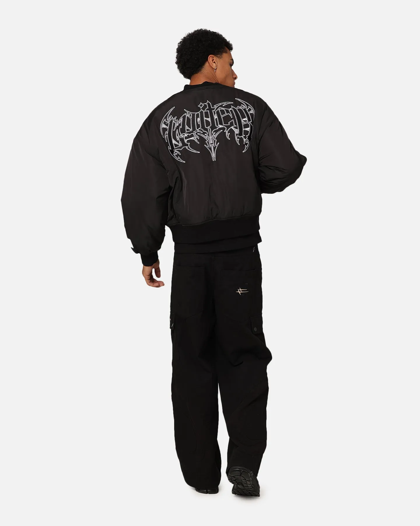 Loose-fit Discuss Loiter Shadow Cropped Bomber Jacket Black