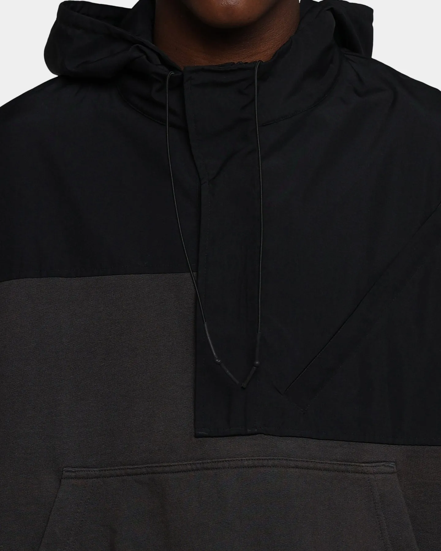 MNML Hooded Parka Qtr Zip Jacket Black concert - goers construction workers