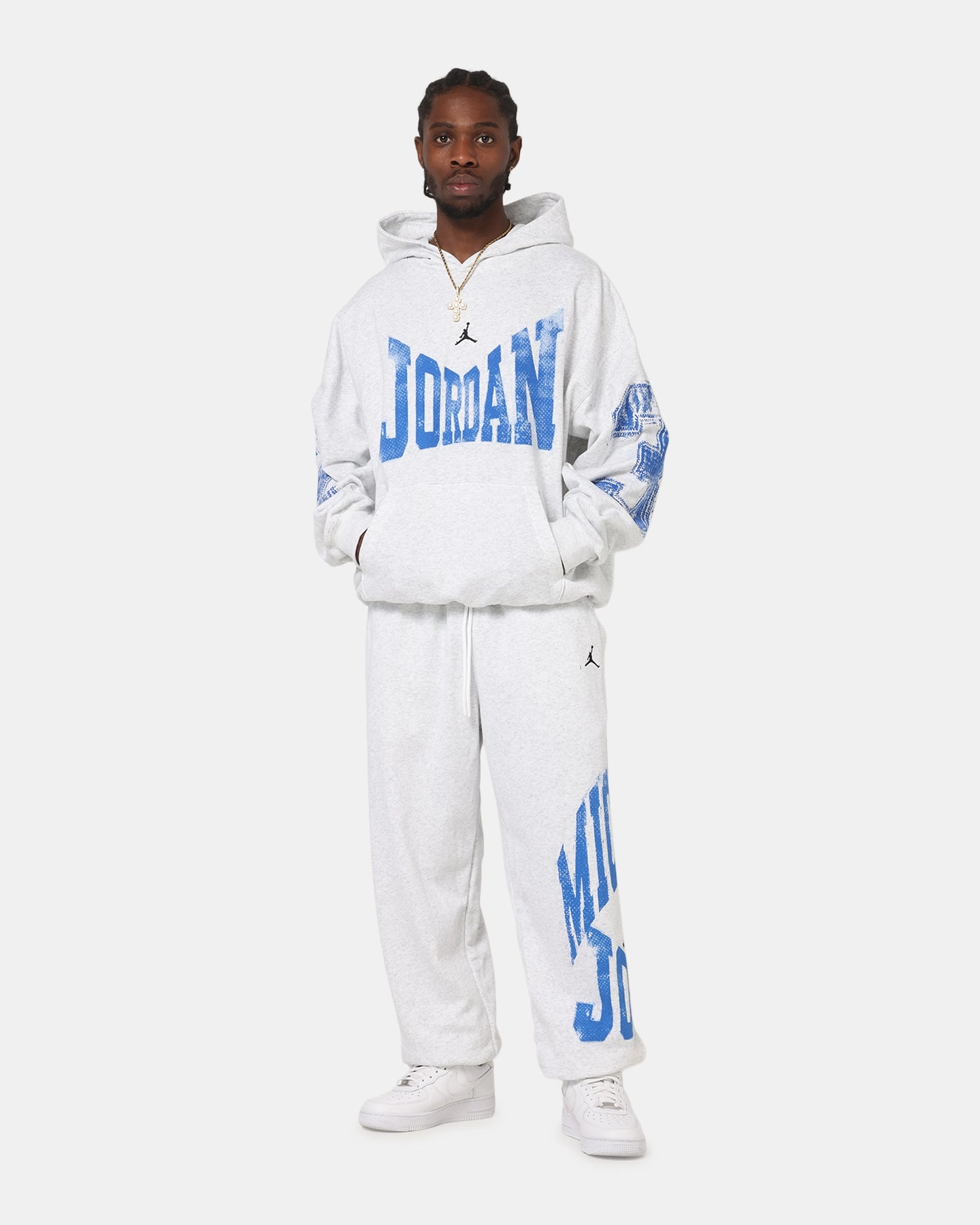 Balanced Weight Distribution Jordan Brooklyn Collegiate Pullover Hoodie Birch Heather Grey