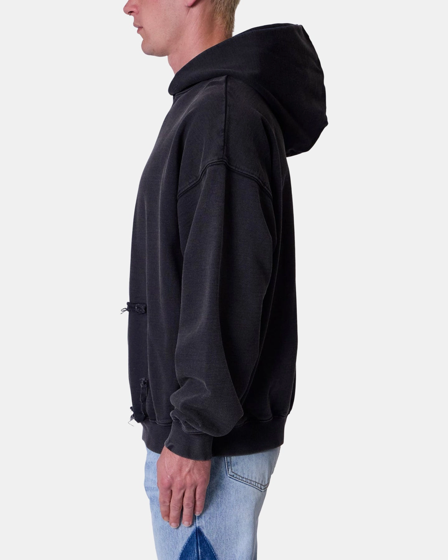 MNML Raw Stitch Hoodie Black Weather Fit