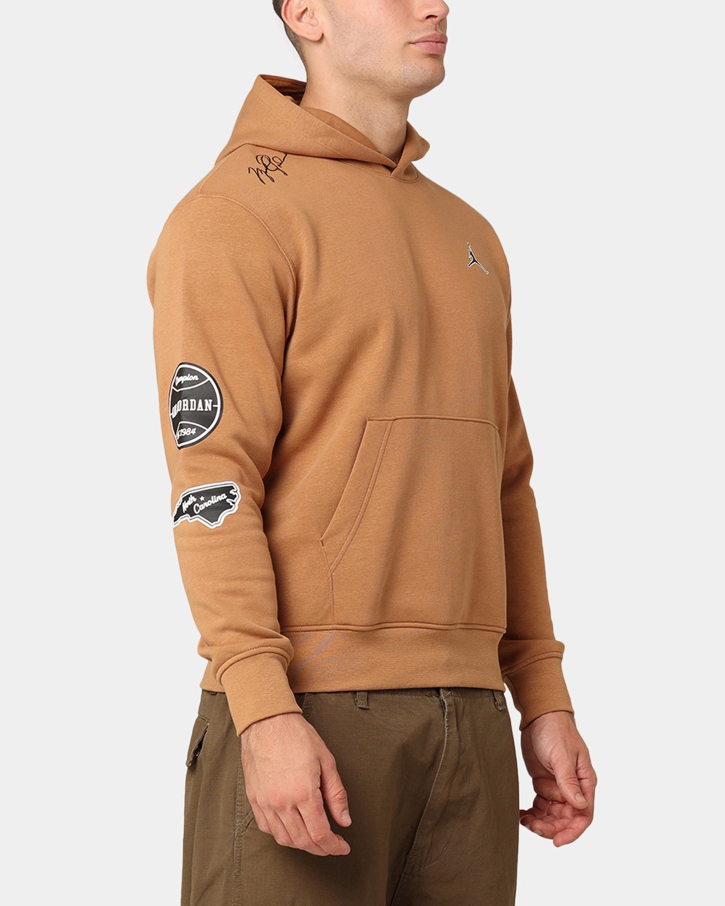beachgoer Articulated Seams Jordan Essentials Fleece Pullover Hoodie Dark Brown/White
