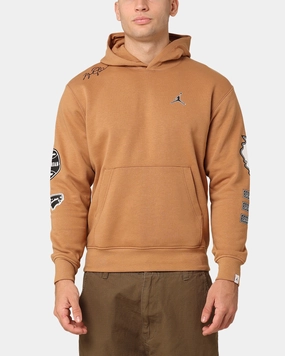 HemLock Adjustment System Gel Jordan Essentials Fleece Pullover Hoodie Dark Brown/White