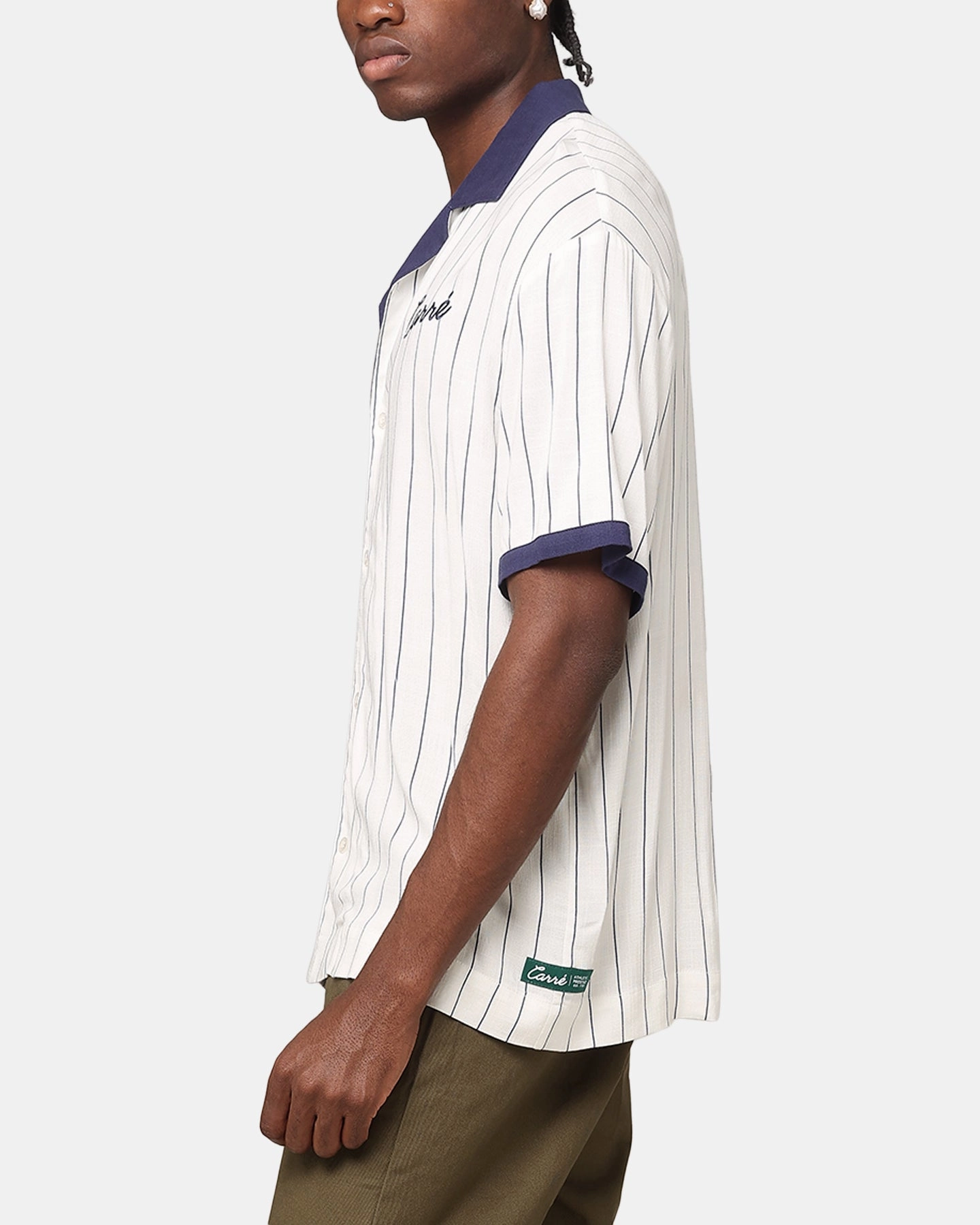 Carre Base Short Sleeve Button Up Shirt Off White Non Iron Material Structured Collar