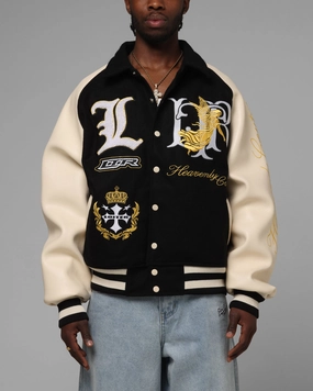 Loiter Heaven Varsity Jacket Black/Off White Foundation