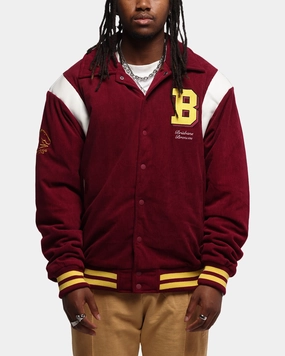 Tactile Response Fabric Bleacher Athletic Brisbane Broncos NRL 1908 Corduroy Varsity Jacket Official Team Colour