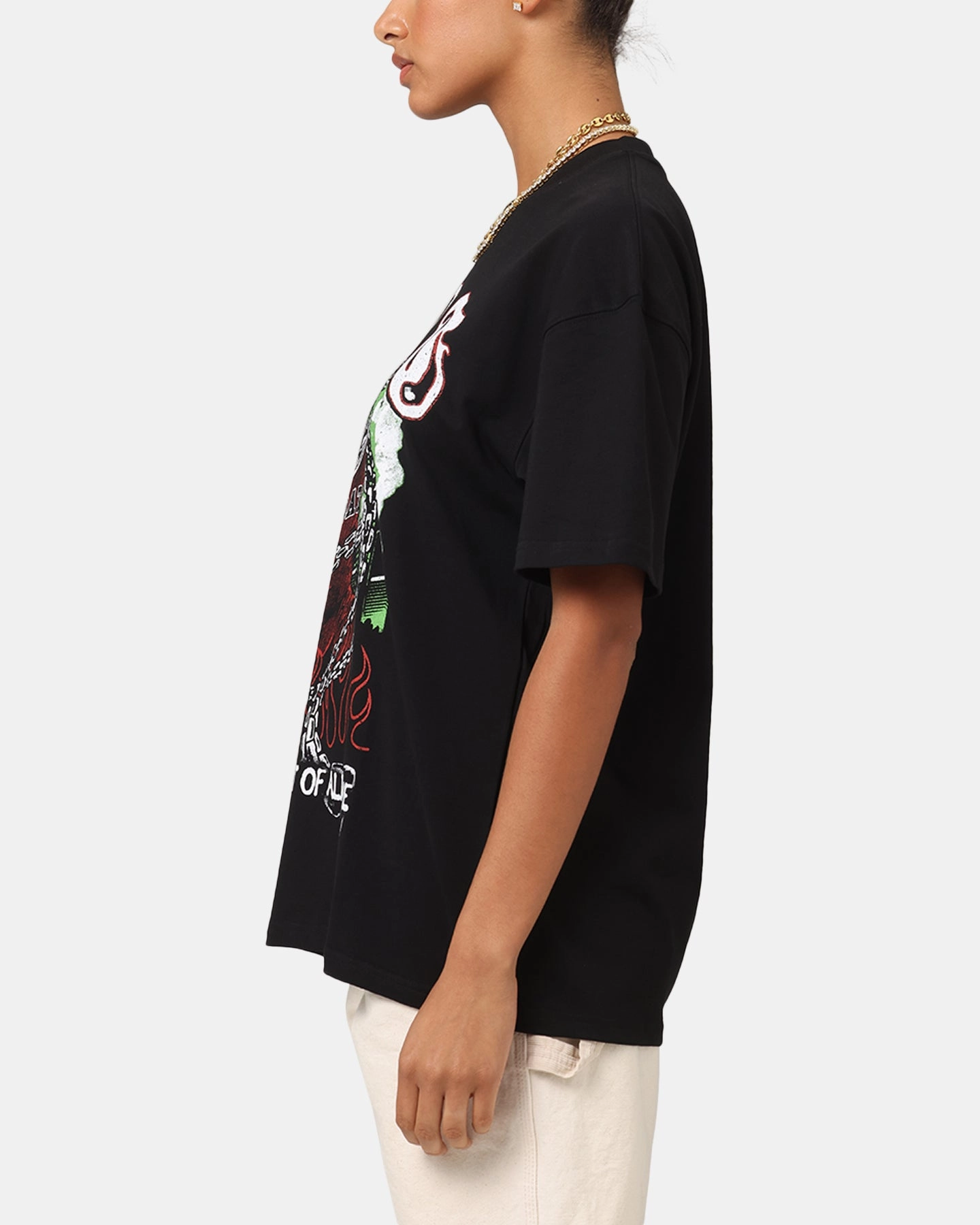 Fashion Top Goat Crew Goat Skull Vintage T-Shirt Black