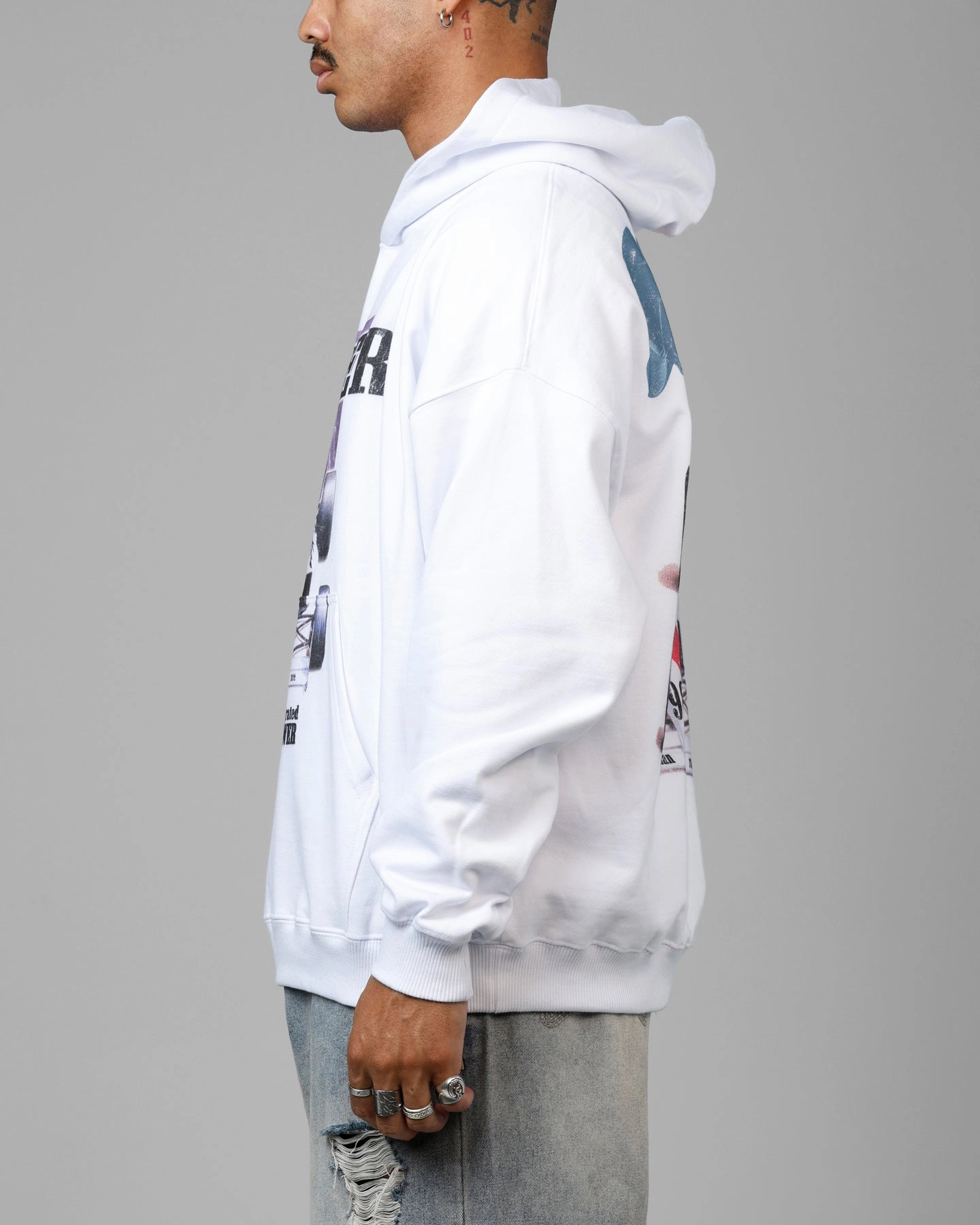 Loiter Horse Power Hoodie White Gloves Reinforced Elbows