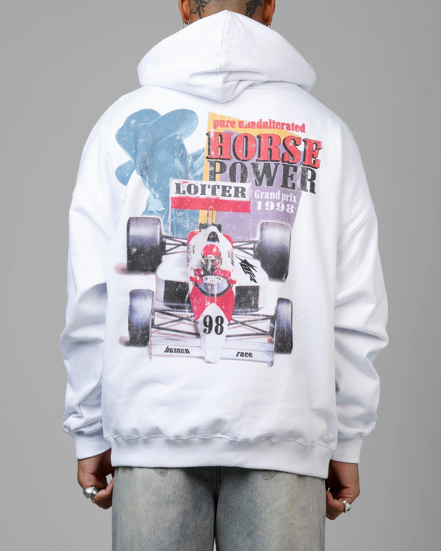Loiter Horse Power Hoodie White futuristic