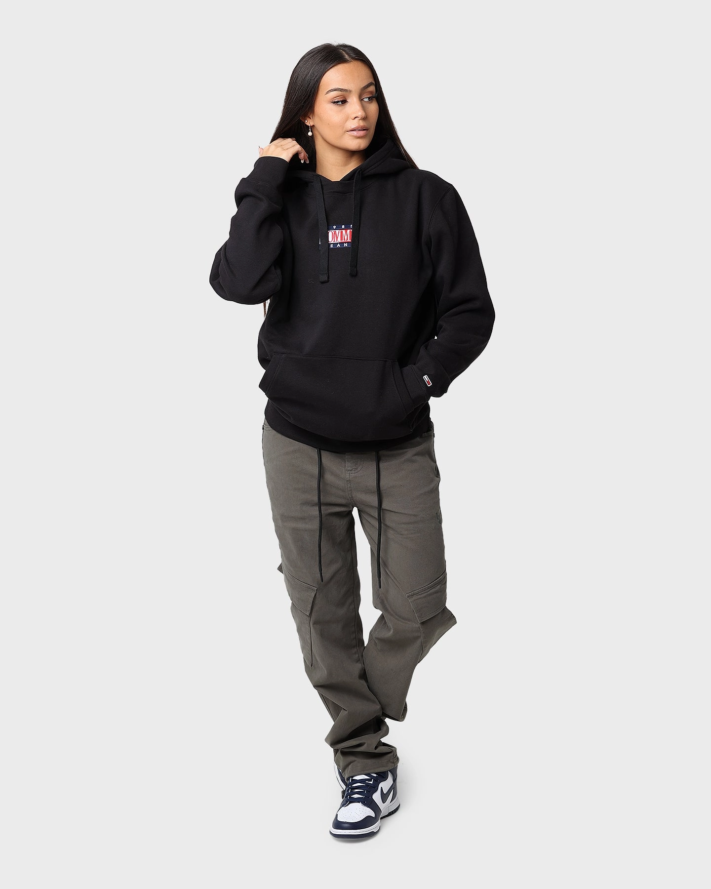 Layered Collar Design Tommy Jeans Timeless Tommy 1 Hoodie Black