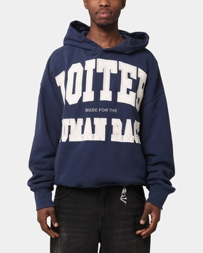 Hooded Wind Lock Loiter College Dropout Hoodie Navy