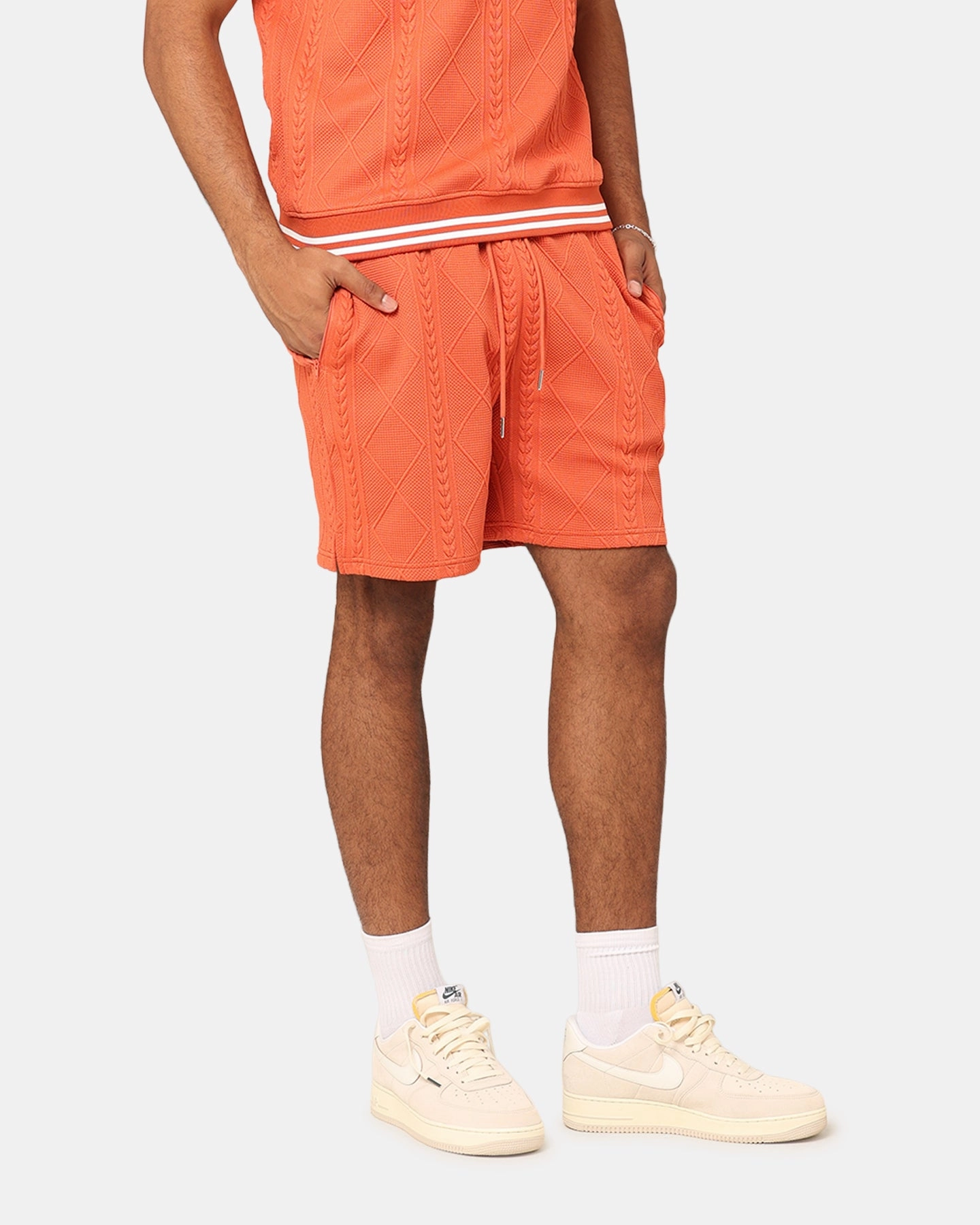 XXIII Danny Knit Shorts Bright Red Slip Resistant Inner Lining Silicone Gripper Strips