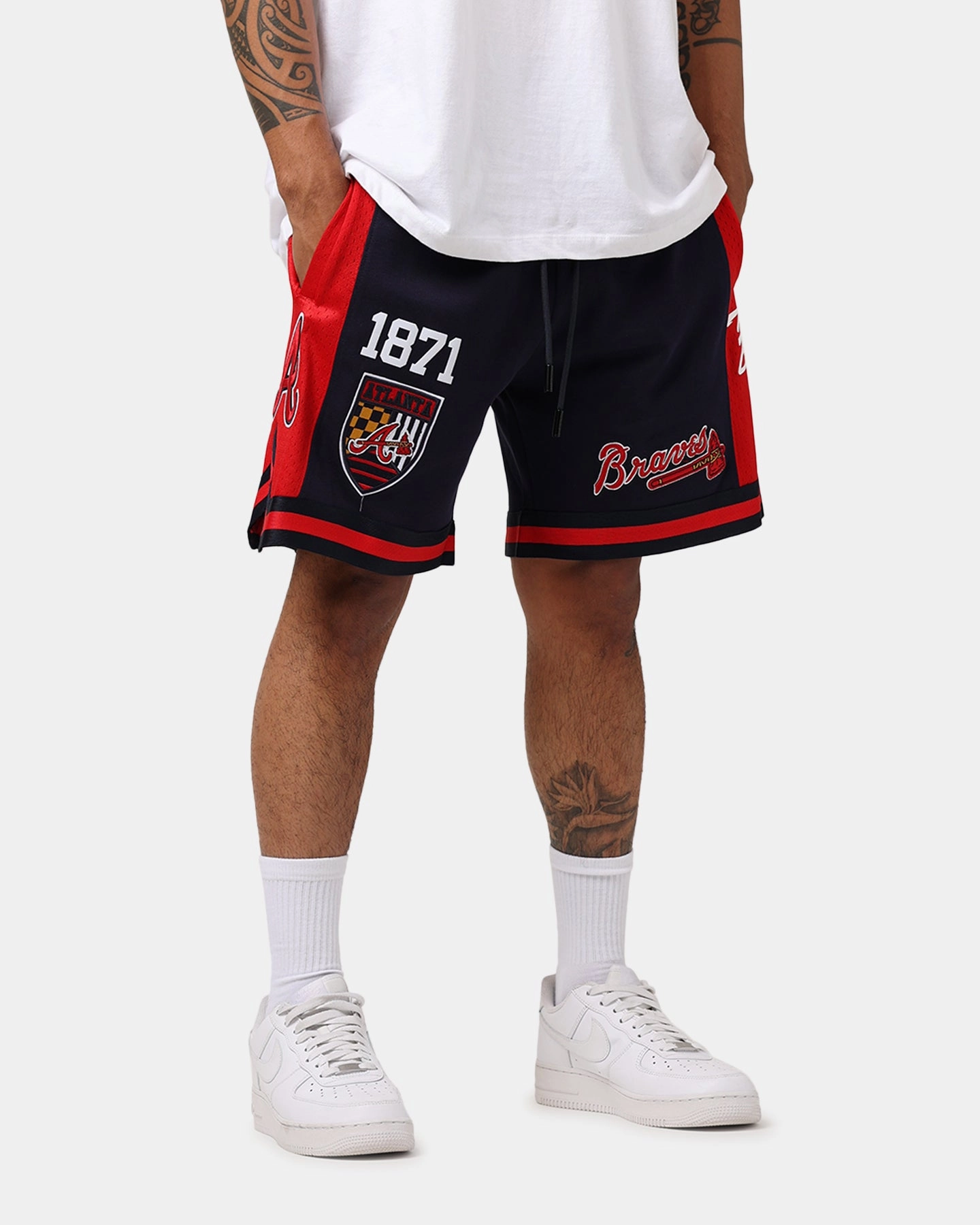 laid-back style Quick Release Fastener Pro Standard Atlanta Braves Fast Lane 2.0 Shorts Midnight/Red