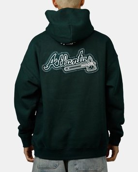 Pro Standard Atlanta Braves Tapestry 2.0 Hoodie Dark Green Double Layer Closure suitable for work uniforms