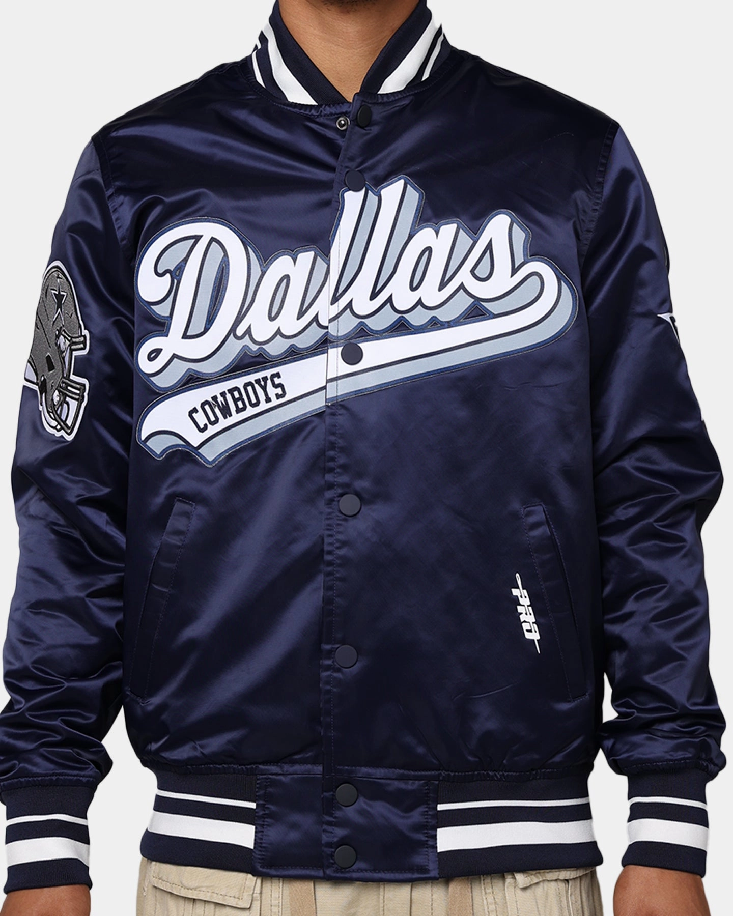 Promote Pro Standard Dallas Cowboys Rib Satin Jacket Midnight Navy
