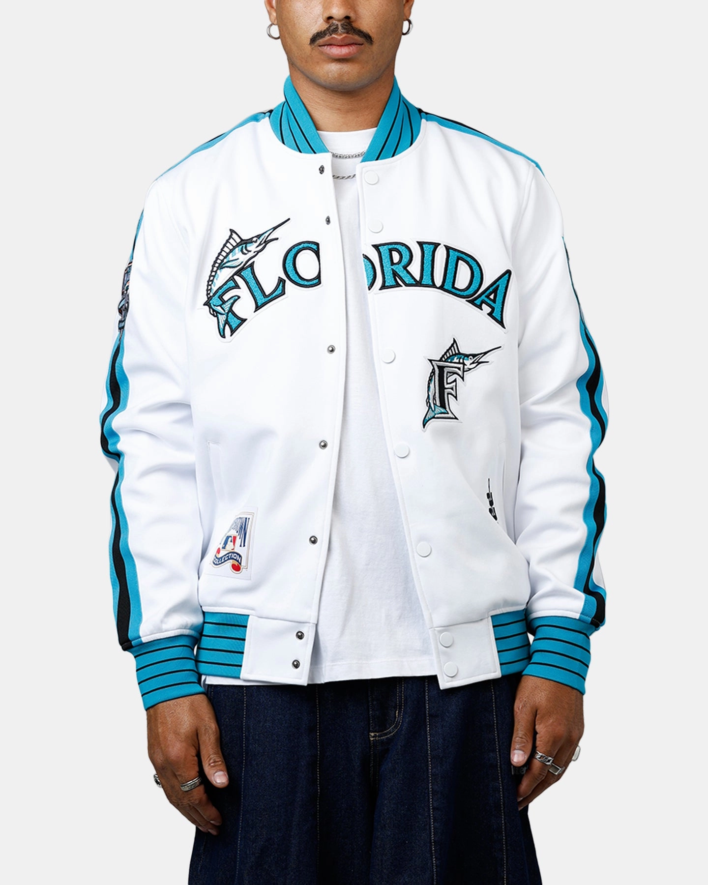 Double Stitched Edging Pro Standard Florida Marlins Double Knit Jacket White
