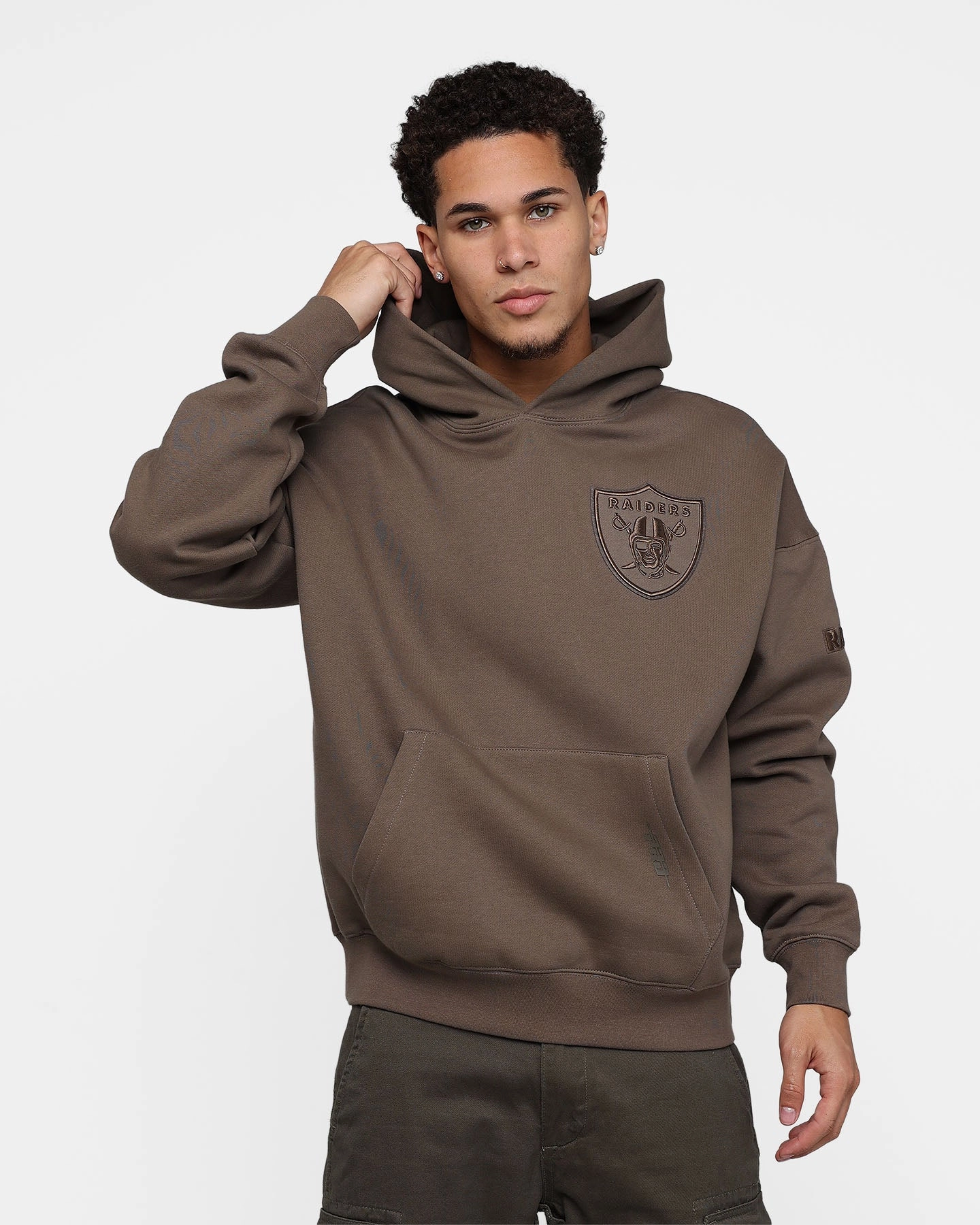 Pro Standard Las Vegas Raiders Neutral Hoodie Dark Taupe High Neck