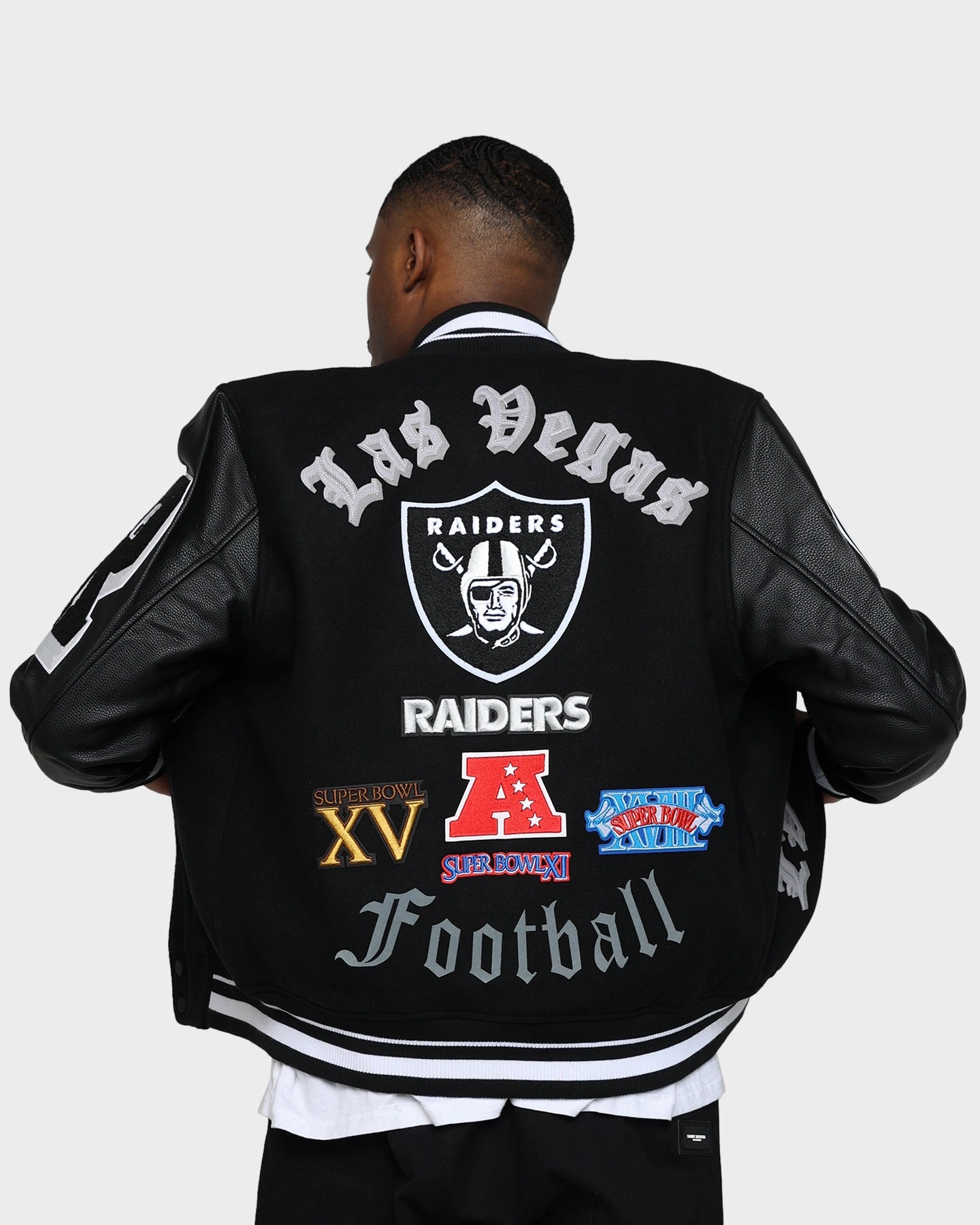 Layer Versatility Pro Standard Las Vegas Raiders Old English Varsity Jacket Black