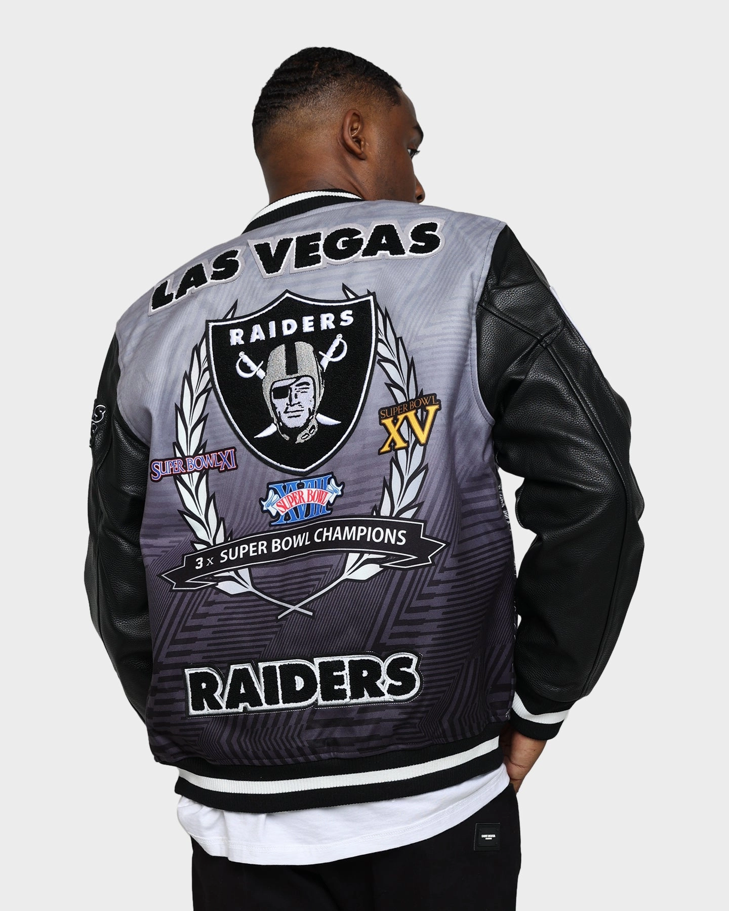 Pro Standard Las Vegas Raiders Remix Varsity Jacket Black Stand Up Collar Hand washable