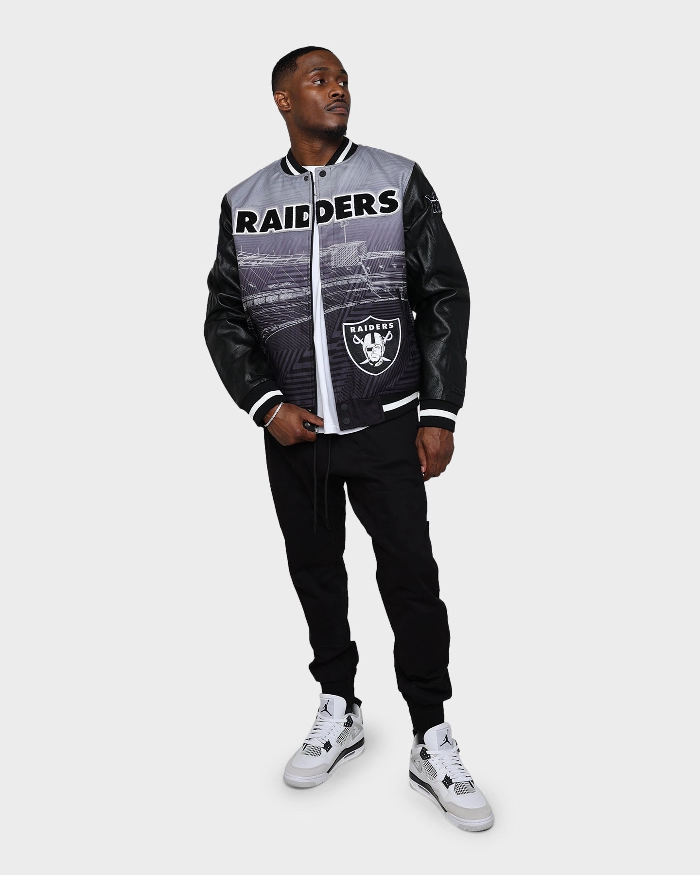 Pro Standard Las Vegas Raiders Remix Varsity Jacket Black All Season