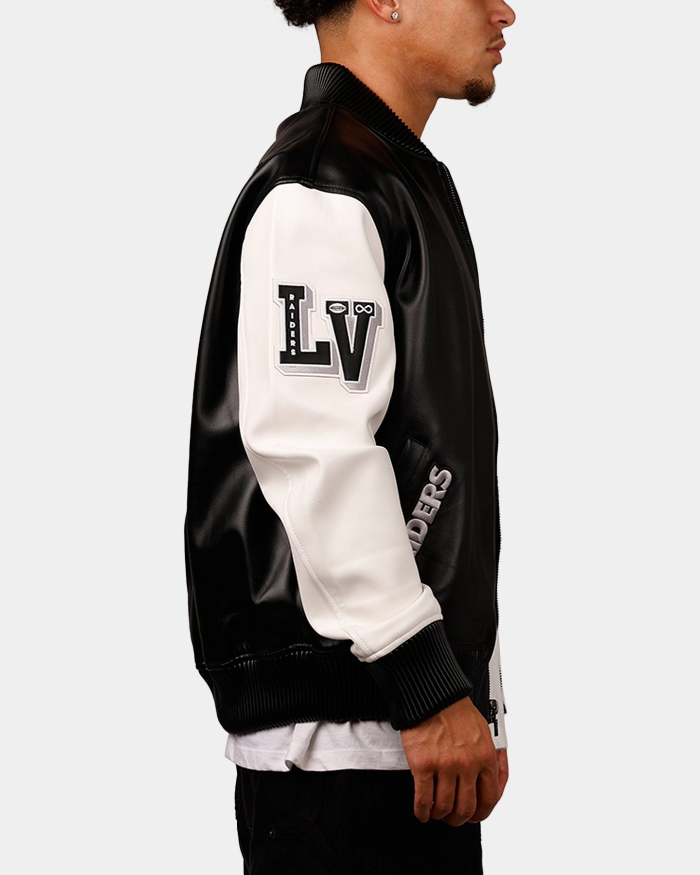 Pro Standard Las Vegas Raiders Varsity Jacket Black Unstructured Shoulder Cut
