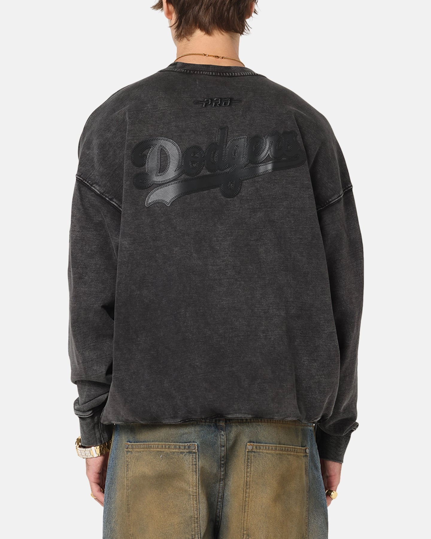 Versatile Layers Pro Standard Los Angeles Dodgers 'Wash Vanguard' Fleece Crewneck Washed Black