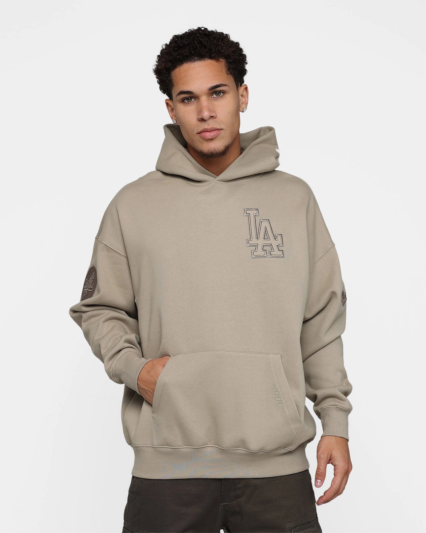 Pro Standard Los Angeles Dodgers Neutral Hoodie Taupe Upgrade