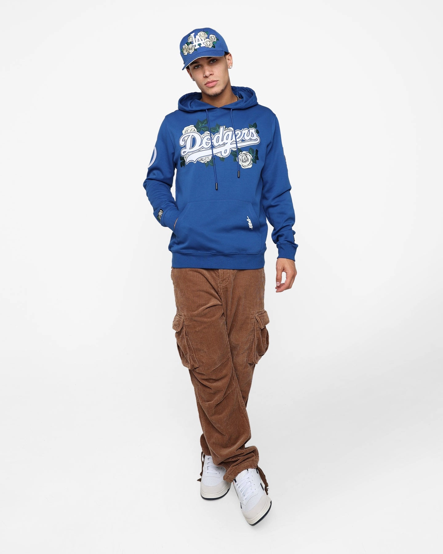 Versatile Layering Piece Pro Standard Los Angeles Dodgers Roses Hoodie Dark Blue