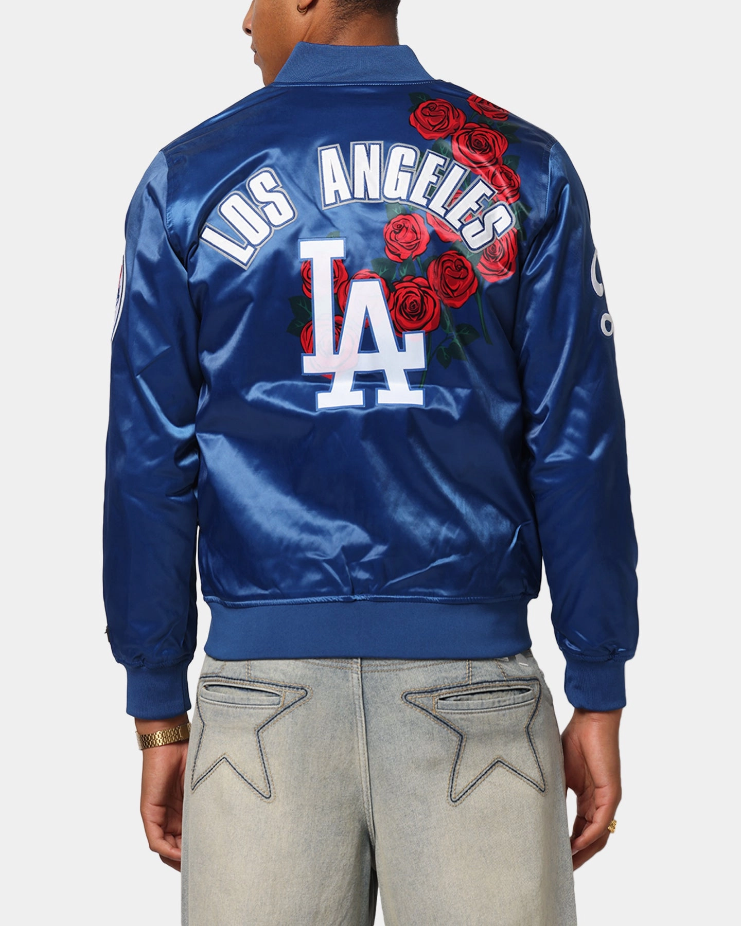 Pro Standard Los Angeles Dodgers Roses Satin Jacket Dark Blue High Visibility Accents
