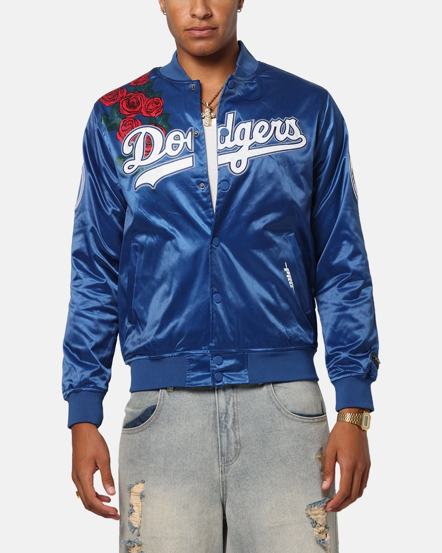 Pro Standard Los Angeles Dodgers Roses Satin Jacket Dark Blue Hope