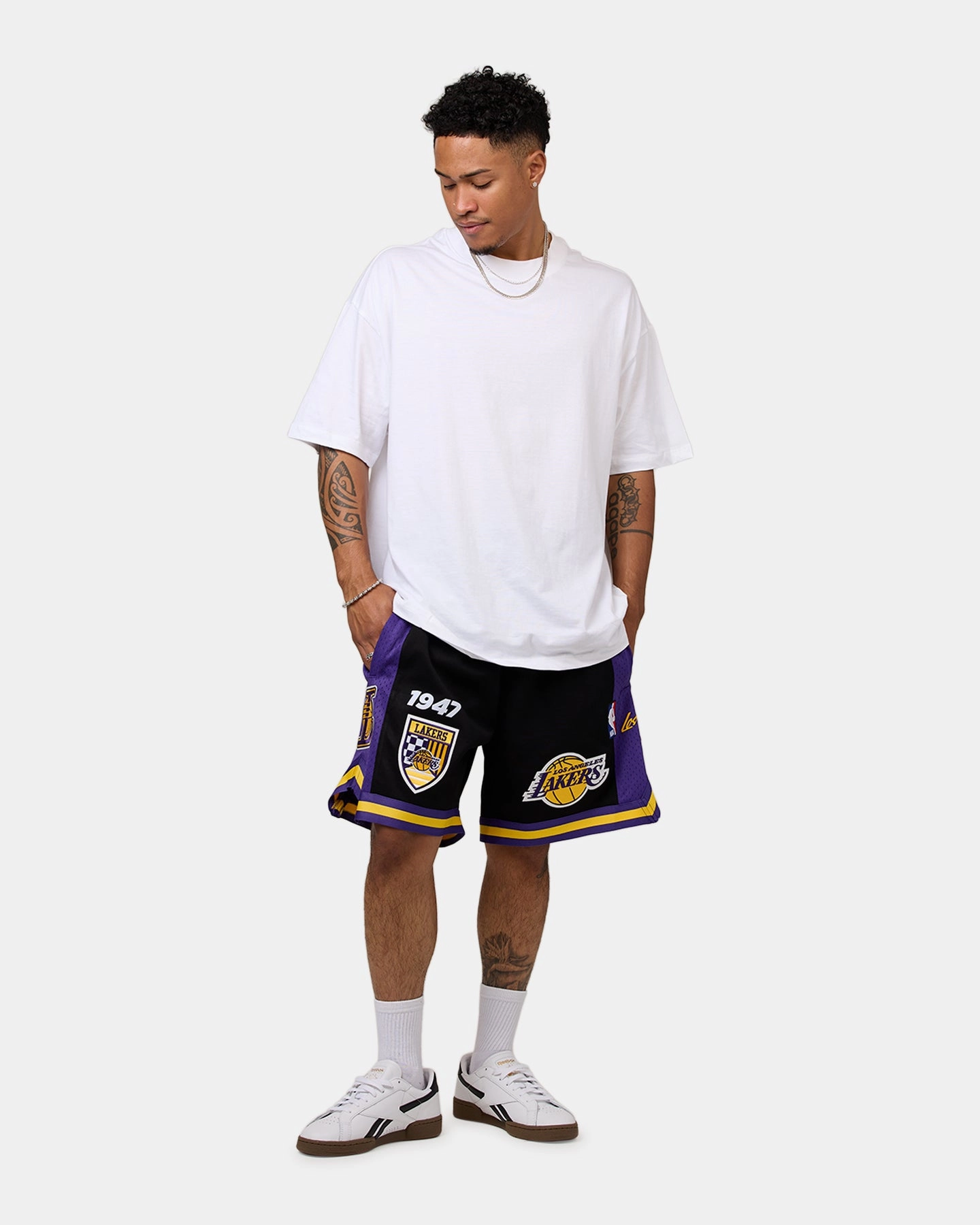 Pro Standard Los Angeles Lakers Fast Lane 2.0 Shorts Black/Yellow Mid - rise