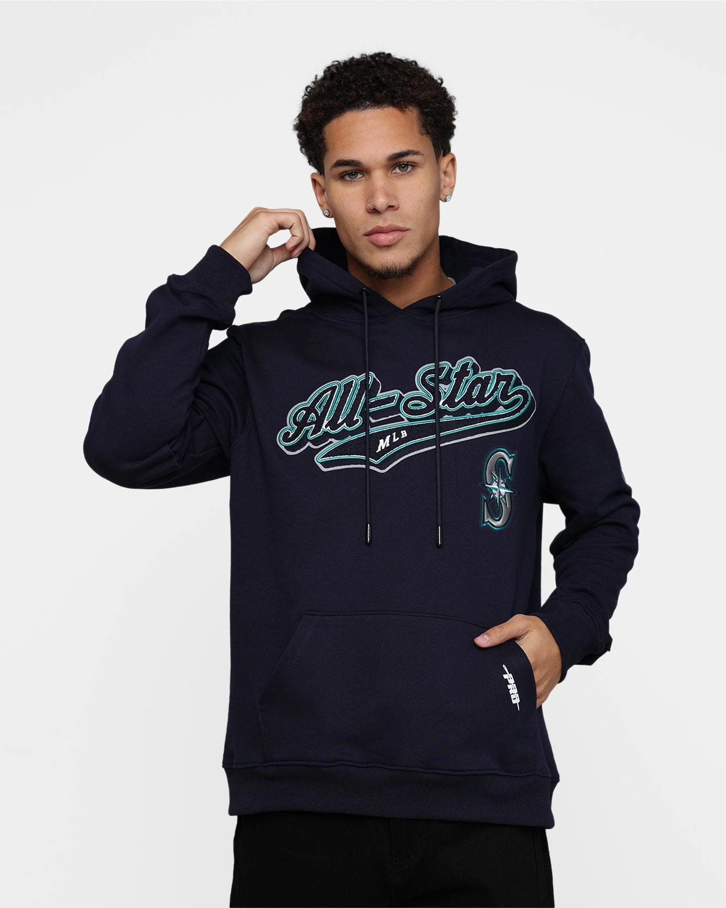 Collapsible Hood Structure Pro Standard MLB All Star Fleece Hoodie Navy