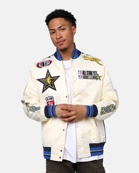 EcoFriendlyMaterial Philanthropy Pro Standard NBA All Star Game 2024 Satin Jacket Eggshell/Midnight Navy