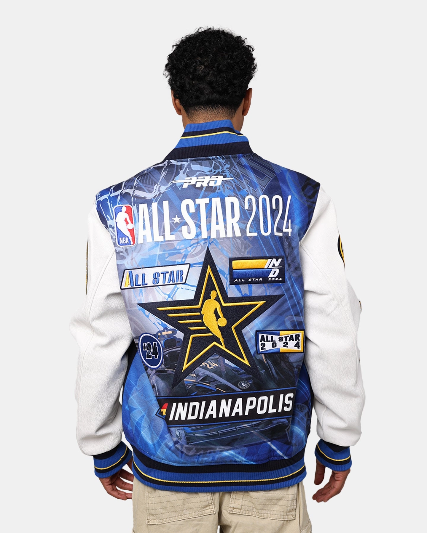 Pro Standard NBA All Star Game 2024 Wool Varsity Jacket Midnight Navy/Royal Breathable Mouthwash