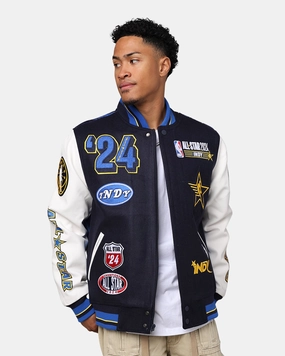 Pro Standard NBA All Star Game 2024 Wool Varsity Jacket Midnight Navy/Royal StretchFit Fabric Technology