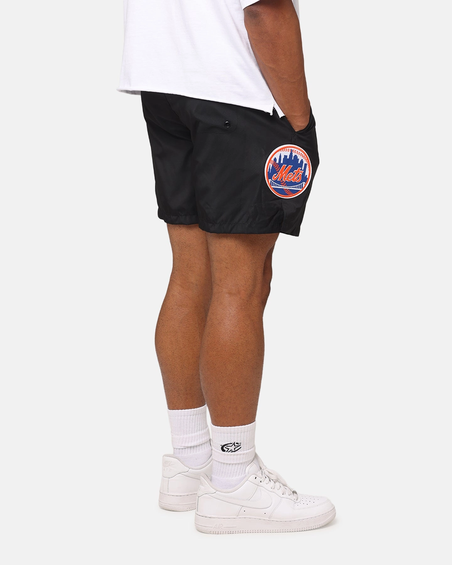 Pro Standard New York Mets Classic Woven Shorts Black Double Needle Stitching QuickReleaseBuckle
