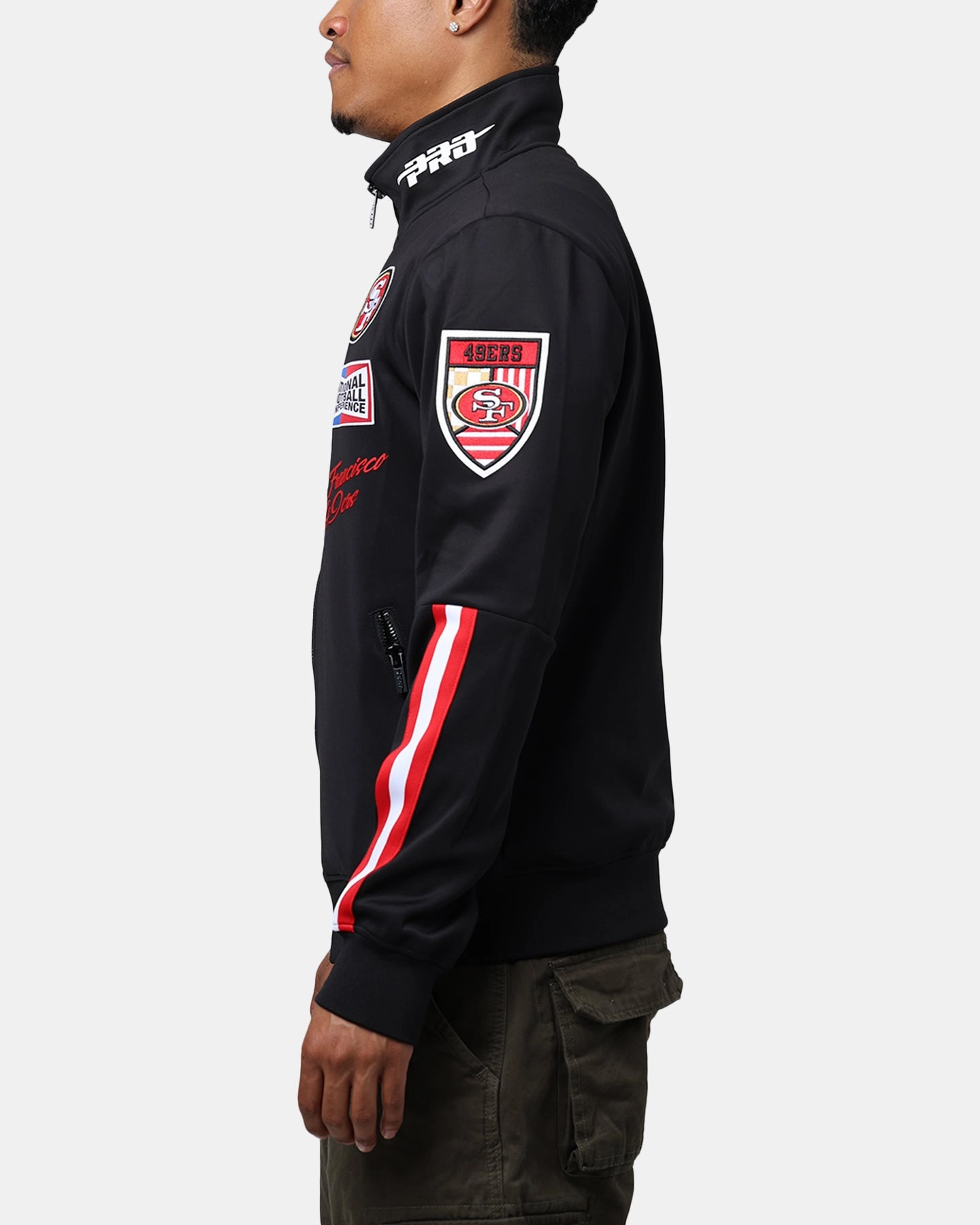 Pro Standard San Francisco 49ers Fast Lane Track Jacket Black/Red Respect Bronzer