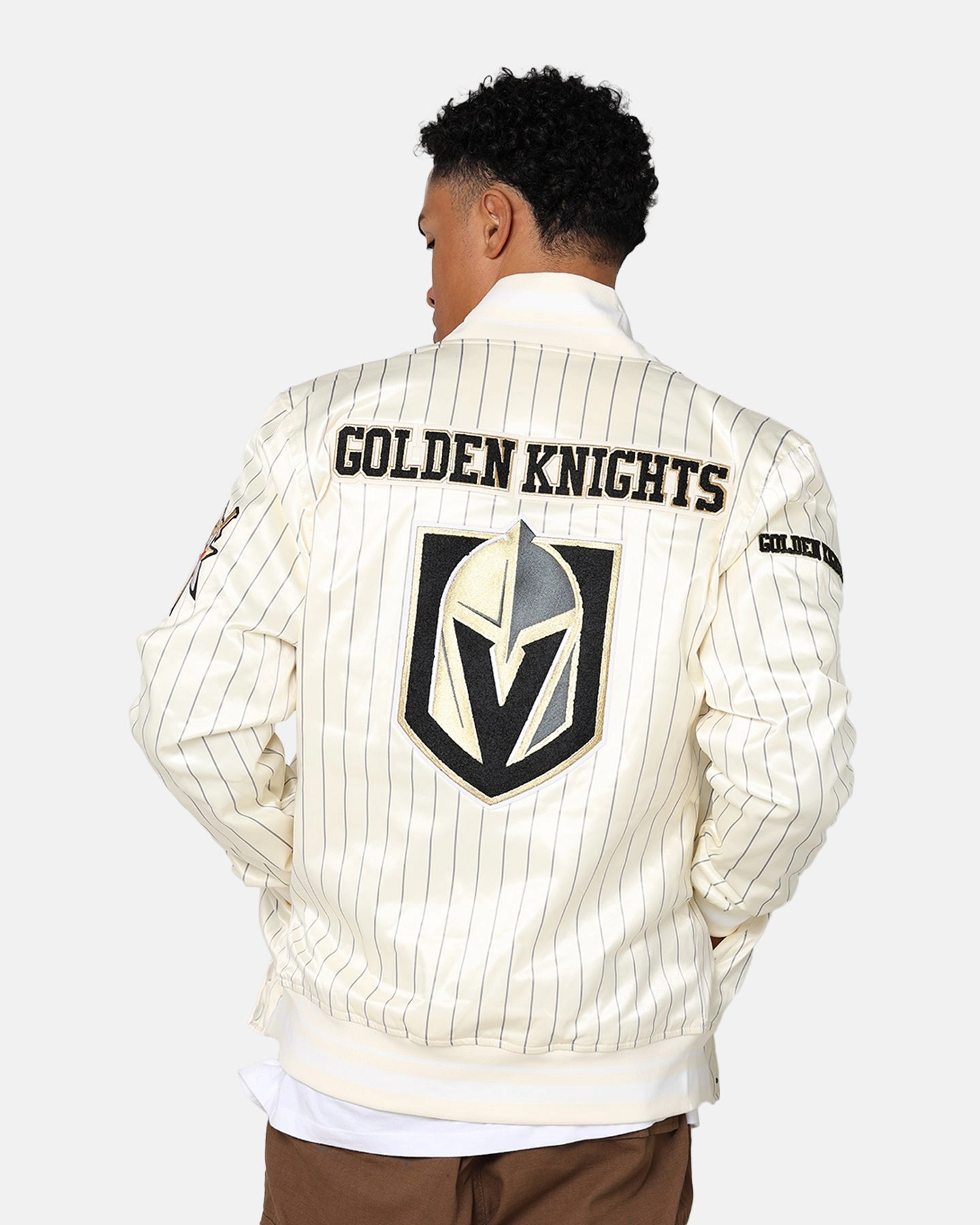 Regular-fit Pro Standard Vegas Golden Knights Pinstripe Jacket Eggshell/Yellow