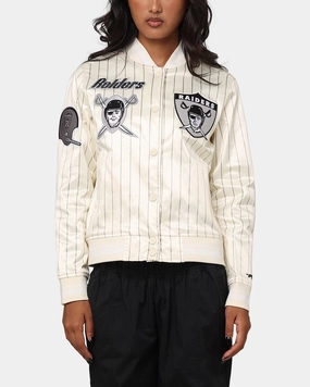 Pro Standard Women's Las Vegas Raiders Satin Jacket Eggshell/Grey Hold Storage