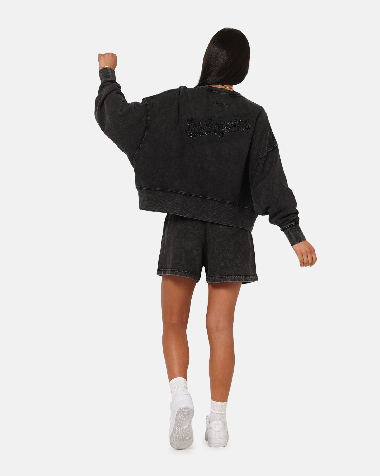 Chilly Day Layers Pro Standard Women's Los Angeles Dodgers Washed Crystaline Crewneck Washed Black