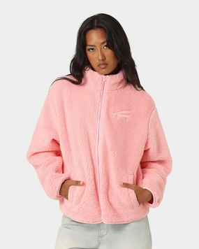Simple Fit Tommy Jeans Women's TJW Relaxed Signature Polar Zip Jacket Aloha Pink