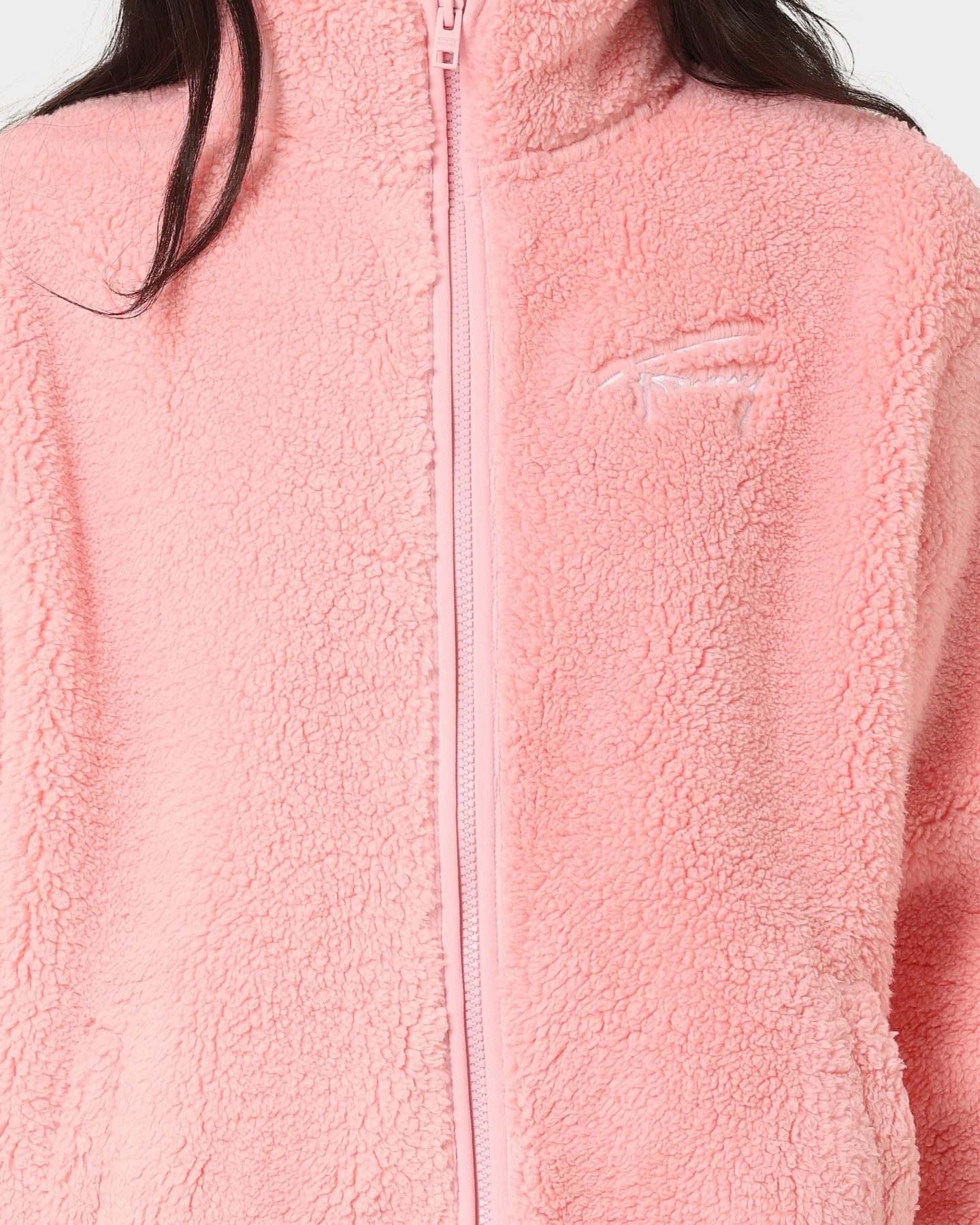 Outdoor Style Tommy Jeans Women's TJW Relaxed Signature Polar Zip Jacket Aloha Pink