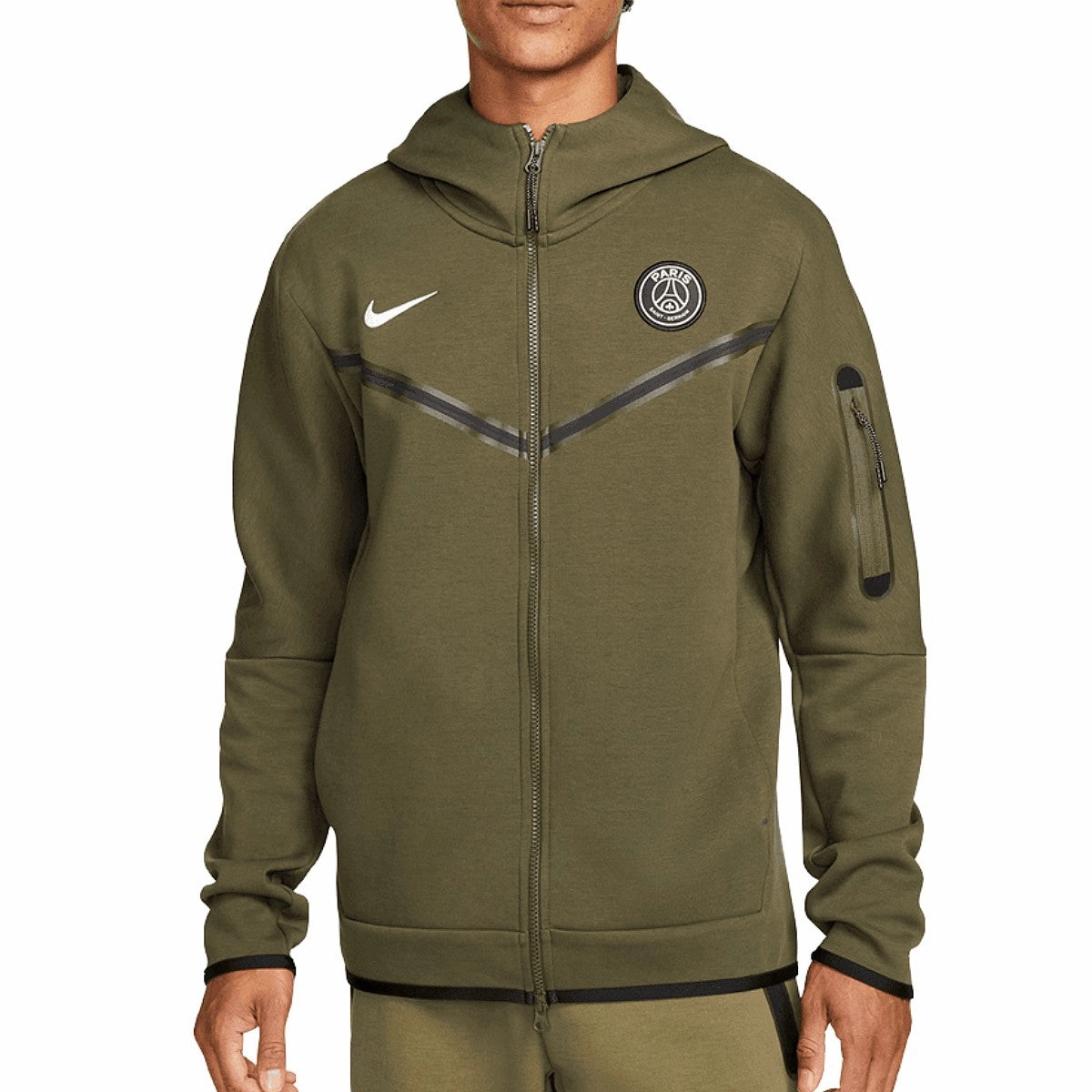 PSG Tech Fleece green/black presentation Soccer tracksuit 2022/23 - Nike Max Flexibility