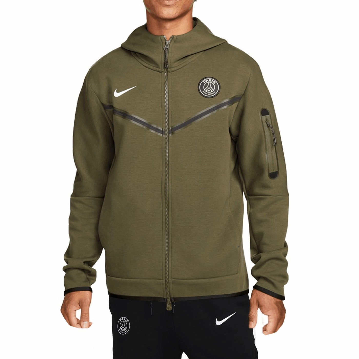 Bonded Seam Construction Energy Wear PSG Tech Fleece green/black presentation Soccer tracksuit 2022/23 - Nike