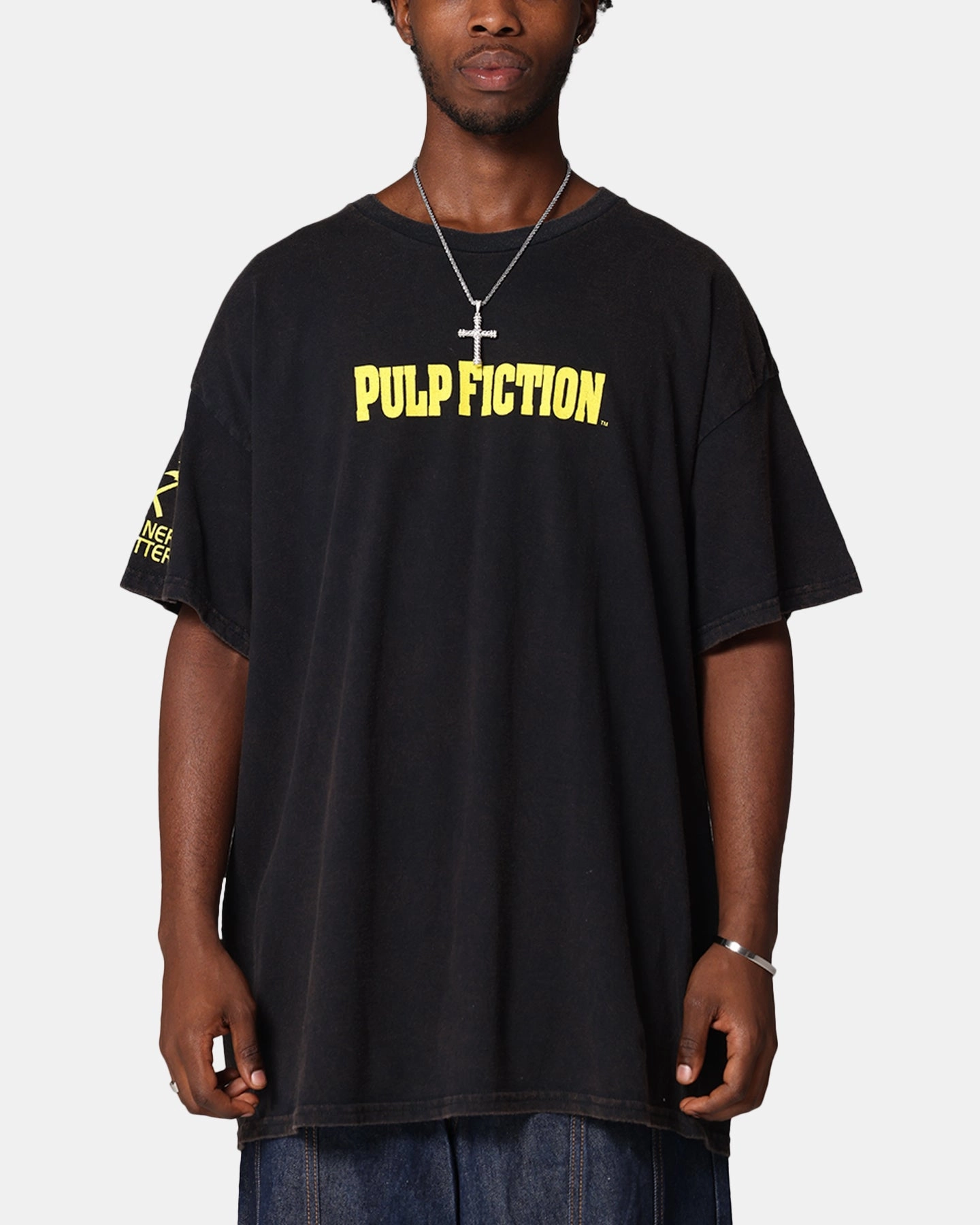 Pulp Fiction Mia Wallace Vintage T-Shirt Black Vintage Flexible Neckline Heather Texture Finish