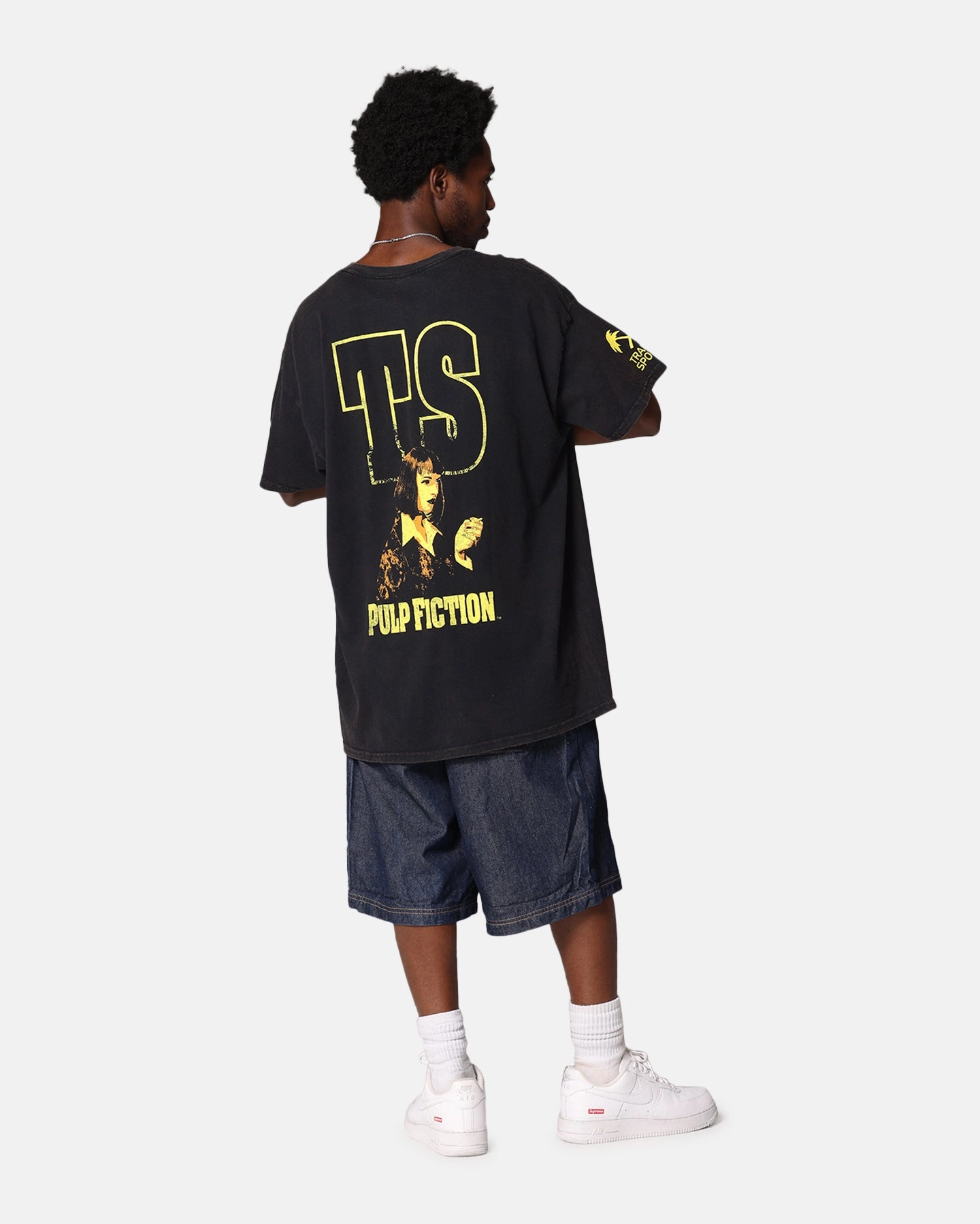 Pulp Fiction Mia Wallace Vintage T-Shirt Black Vintage RibbedNeckBanding