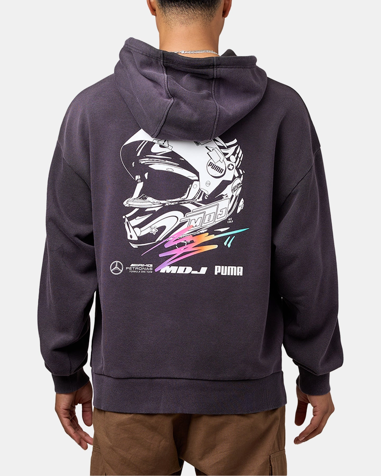 Puma X MAPF1 X MDJ Graphic Hoodie Puma Black Multi Panel Construction Indication